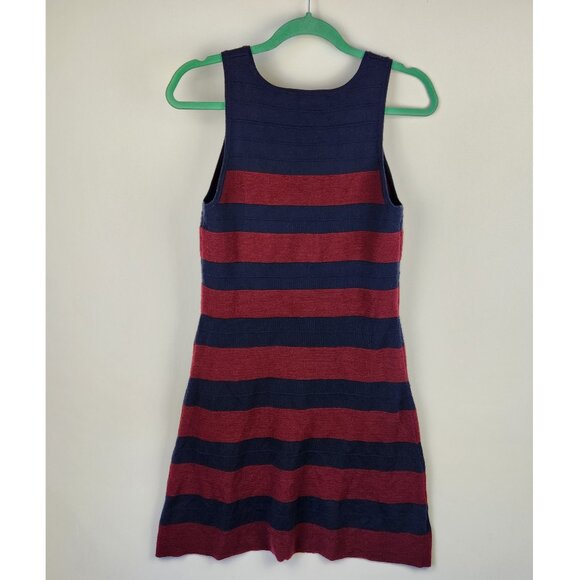 Ann Taylor Loft Wool Blend Striped Stretchy Knit Sleeveless Midi Dress sz M - Picture 2 of 8